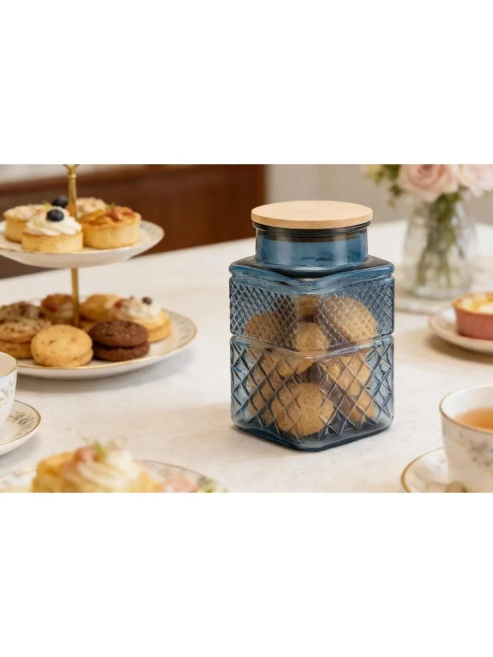 Set of 2 Large Airtight Glass Storage Jars with Bamboo Lids - Perfect for